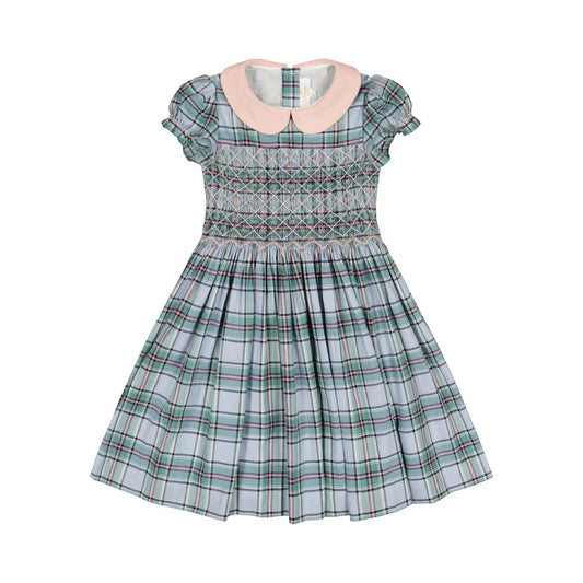 Sherazade Green & Pink Tartan Smocked Dress