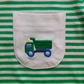 Boy's Short Sleeve Green Stripe & Dump Truck T-Shirt with Pocket