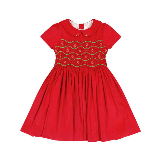 Stella Red Corduroy Smocked Dress