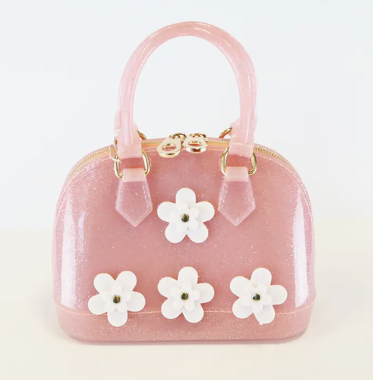 Pink Floral Jelly Bowling Bag