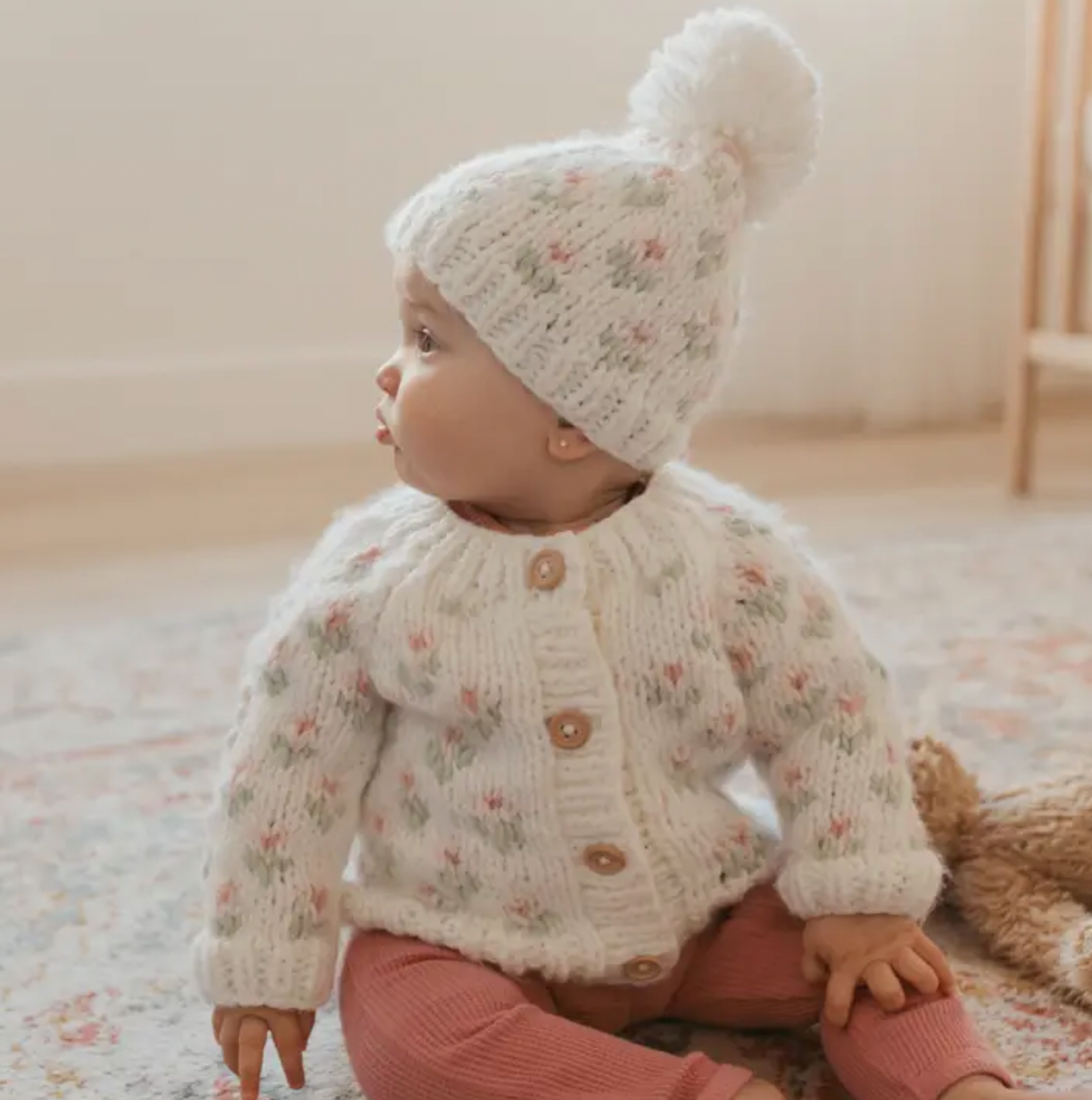 Bitty Blooms Blush Cardigan Sweater