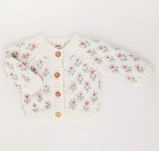 Bitty Blooms Blush Cardigan Sweater