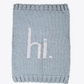 "Hi." Hand Knit Blanket, Surf Blue