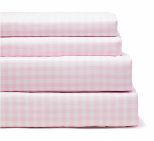 Crib Sheet, Luxe Premium Cotton Pink Gingham