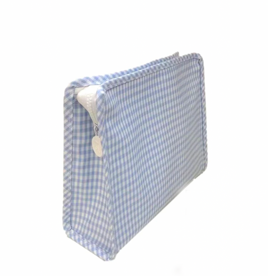 Large Roadie Zip Pouch, Gingham Mist