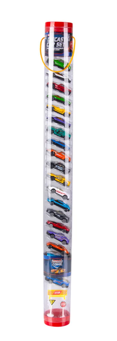 Die Cast Tube Set: 20 Cars & Accessories