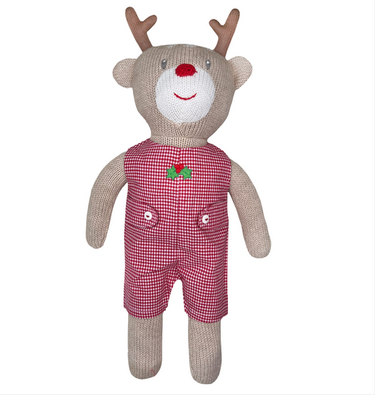 Red Boy Gingham Reindeer Doll