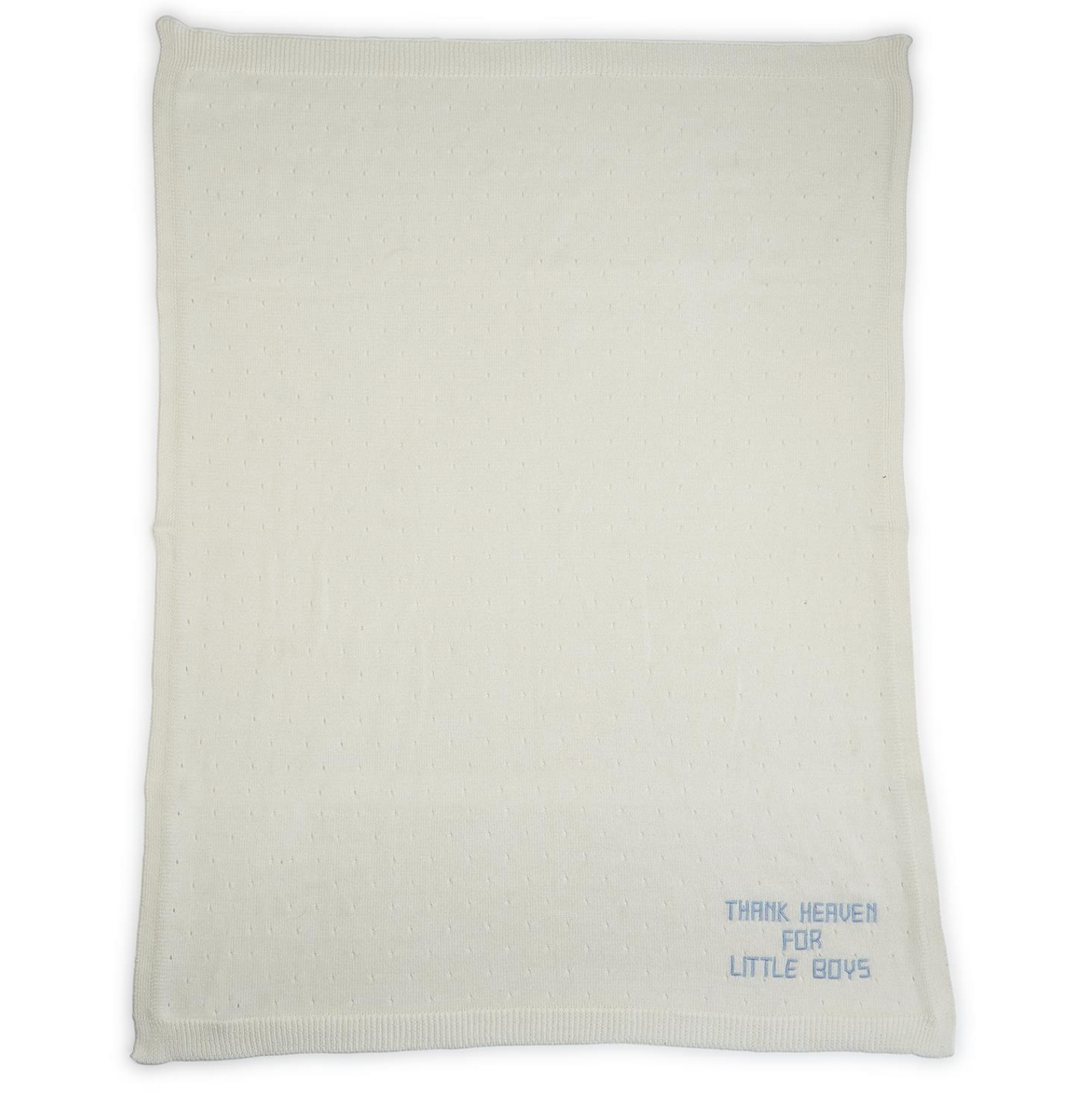 Thank Heaven Embroidered Blanket, Blue