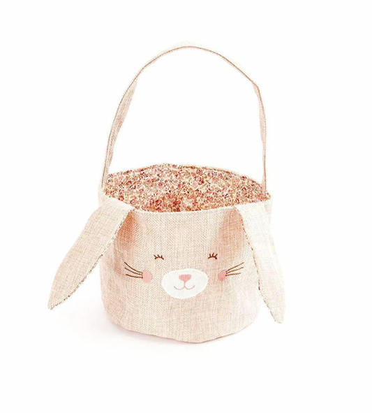 Pink Linen Bunny Basket