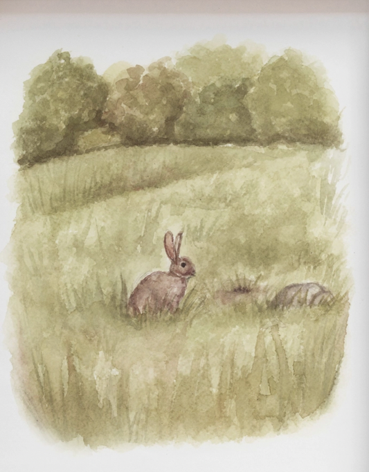 Art Print, Rabbit at the Burrow 16 x 20