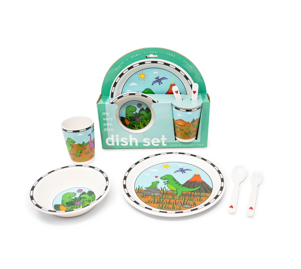5 Piece Dish Set, Dinosaur