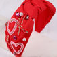 Women's Xoxo Embellished Heart Headband Red Headband