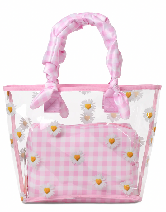 Daisy Love Clear Tote & Cosmetic Bag