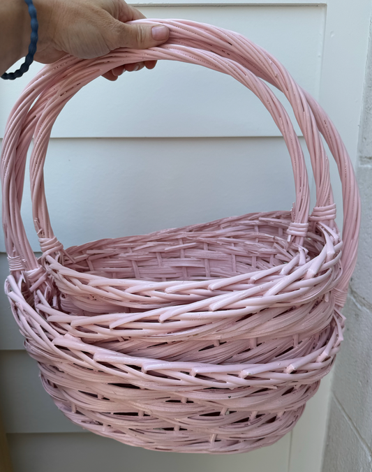 Easter Basket, Pink Willow Set of 3