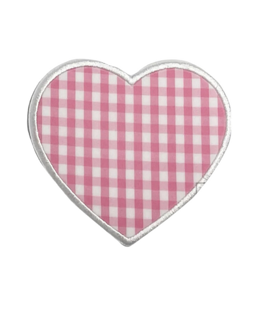 Applique Pink Gingham Heart  (sold individually- only works with TRVL coated items)