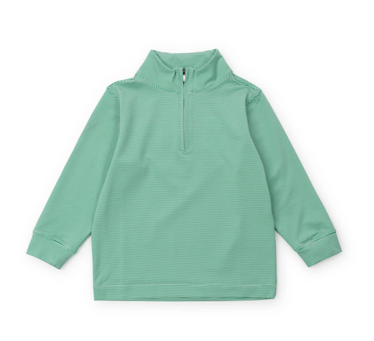 Sam Quarter Zip Sport Pullover, Green Stripes