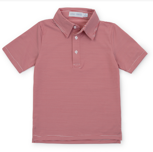 Will Short Sleeve Red Stripe Performance Polo