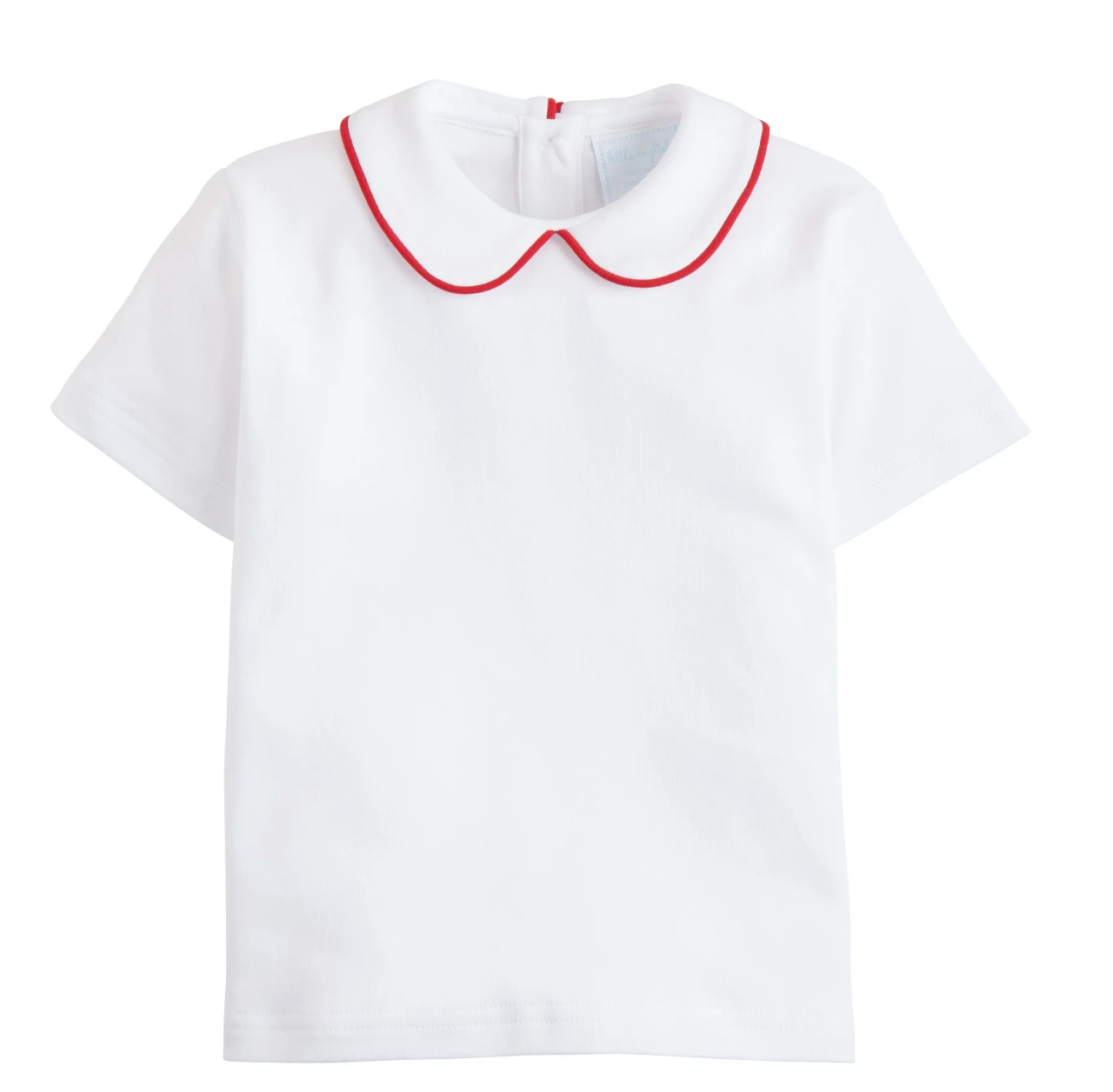 Peter Pan Collar Short Sleeve Top with Red Piping