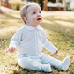 Pique Collar Dot Footed Knit Set, Blue