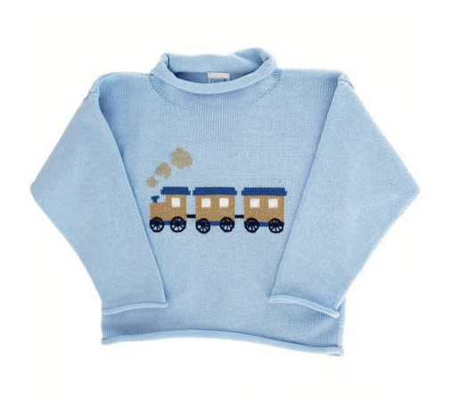 Light Blue Roll Neck Sweater with Train