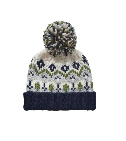 Fairisle Knit Hat, Navy