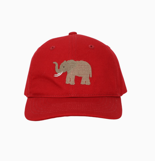 Kids Baseball Hat, Red Elephant
