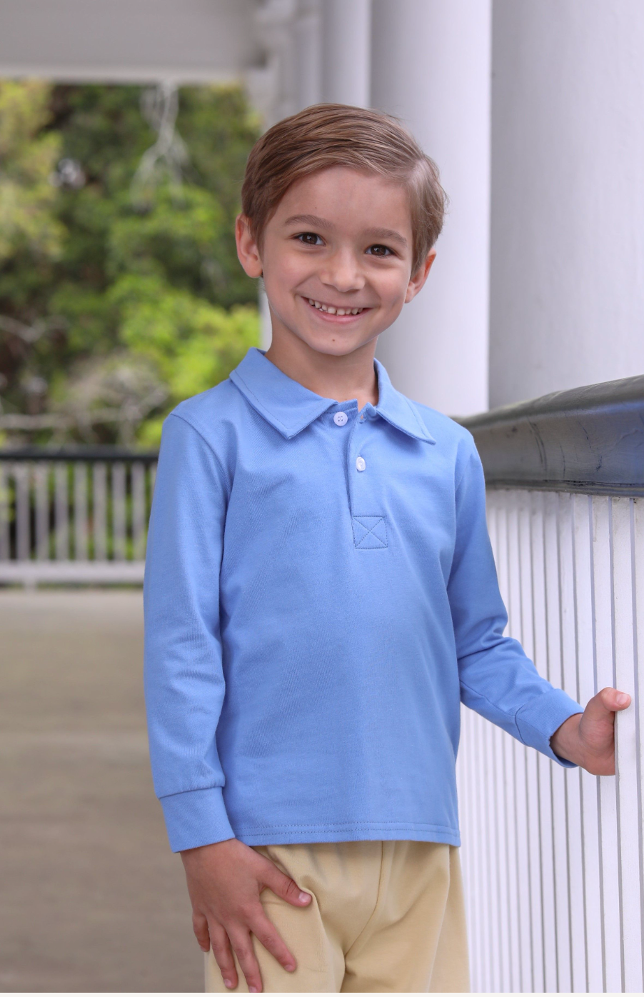 Long Sleeve Jackson Polo, Malibu Blue