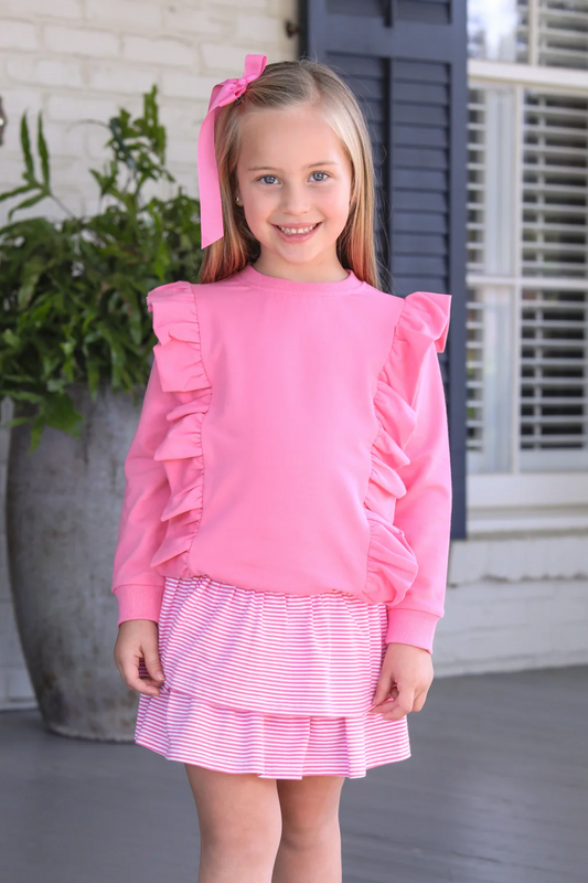 Laura Ruffle Pullover, Pink