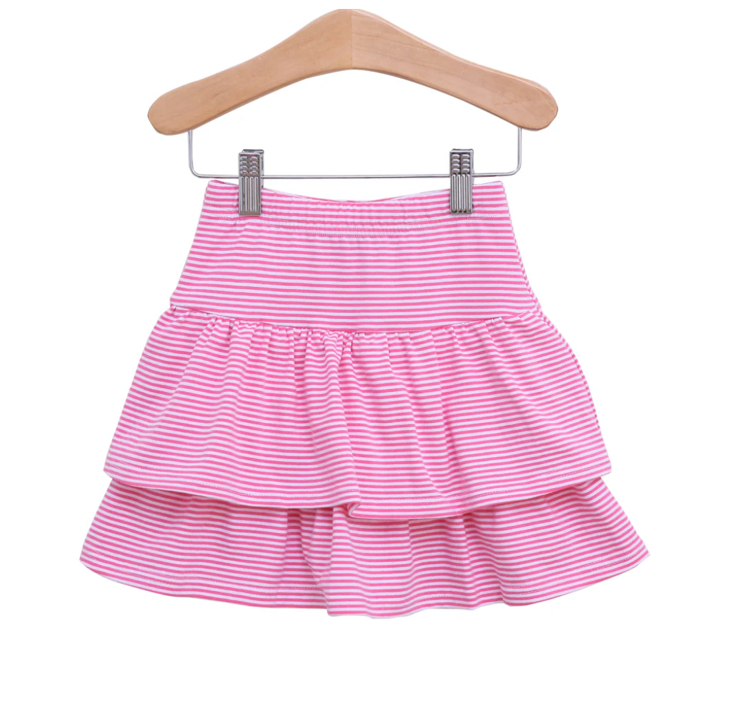 Girl's Rosemary Striped Skort, Bright Pink