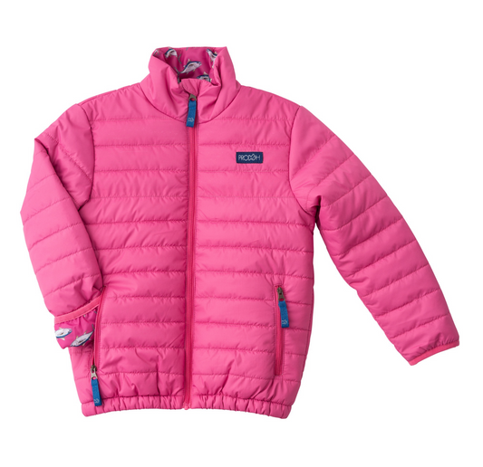 Girl's Puffer Jacket, Raspberry Rose