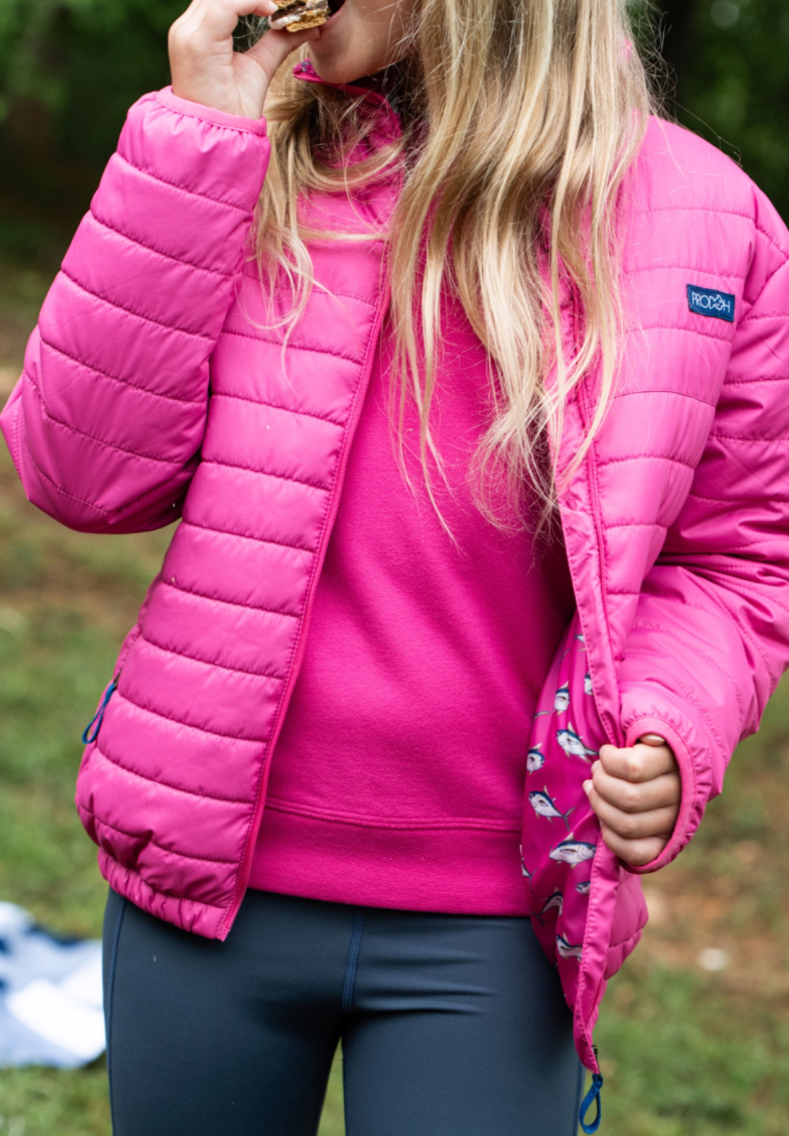 Girl's Puffer Jacket, Raspberry Rose