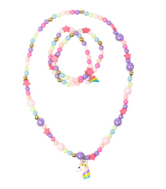 Cheerful Starry Unicorn Necklace Bracelet Set