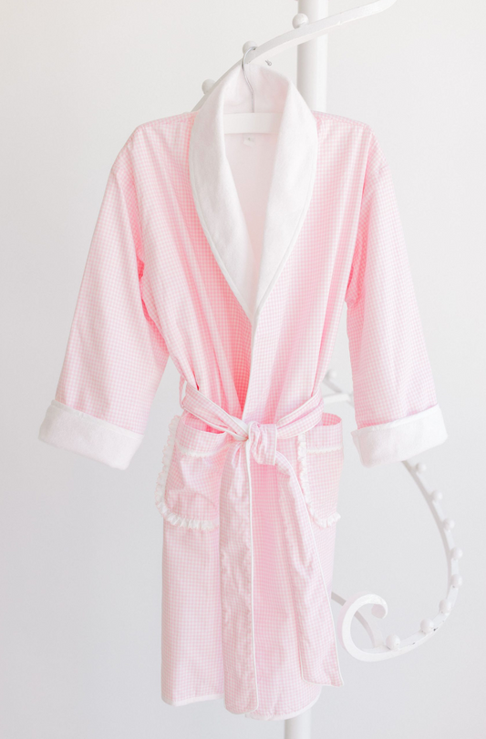 Bath Robe, Pink Gingham