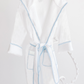 Bath Robe, White with Blue Scallop