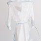 Bath Robe, White with Blue Scallop