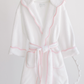 Bath Robe, White with Pink Scallop