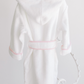 Bath Robe, White with Pink Scallop