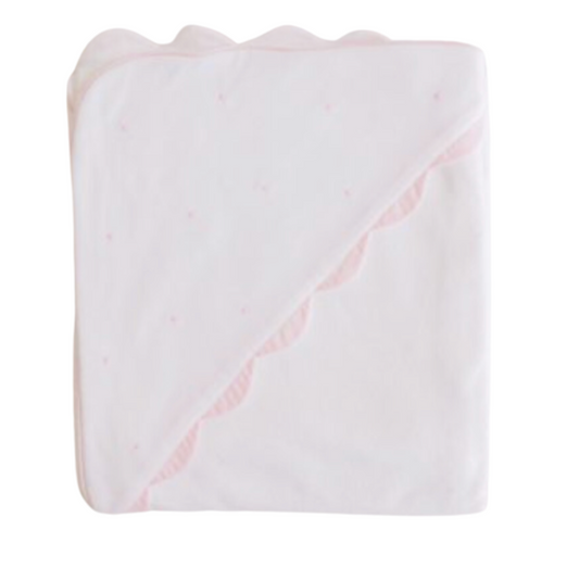 Hooded Towel, Pink Dots & Scallop