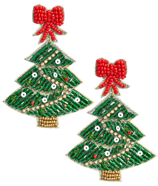 Beaded Christmas Tree Earring