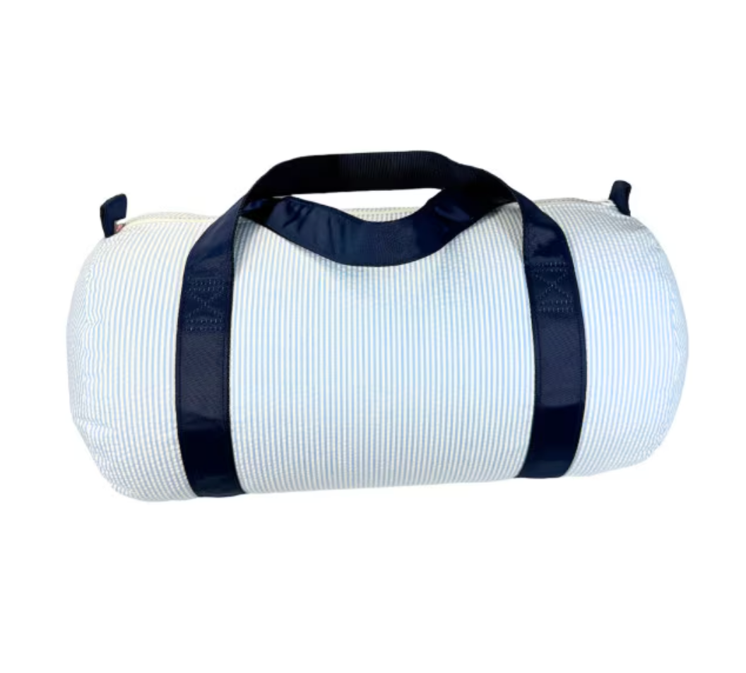 Seersucker Duffle Bag, Light Blue & Navy