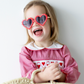 Kids Toddler Scallop Heart Sunglasses: Red