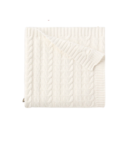 Whisper White Cable Knit Blanket