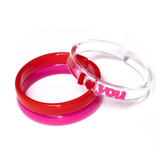 Set of 3 Bangles, I Heart You