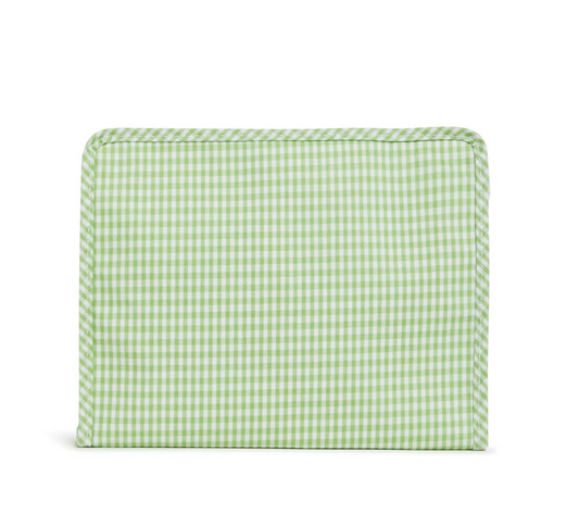 Large Roadie Zip Pouch, Gingham Leaf Green