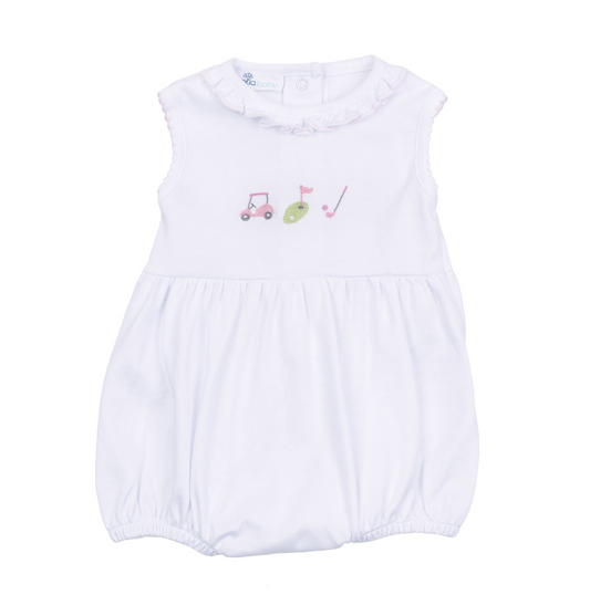 Girl's Sleeveless Tiny Tee Time Embroidered Bubble with Collar