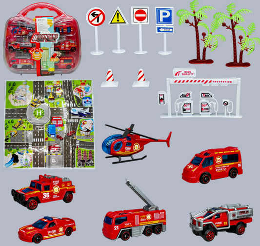 15 Piece Fire Vehicles Carry Case