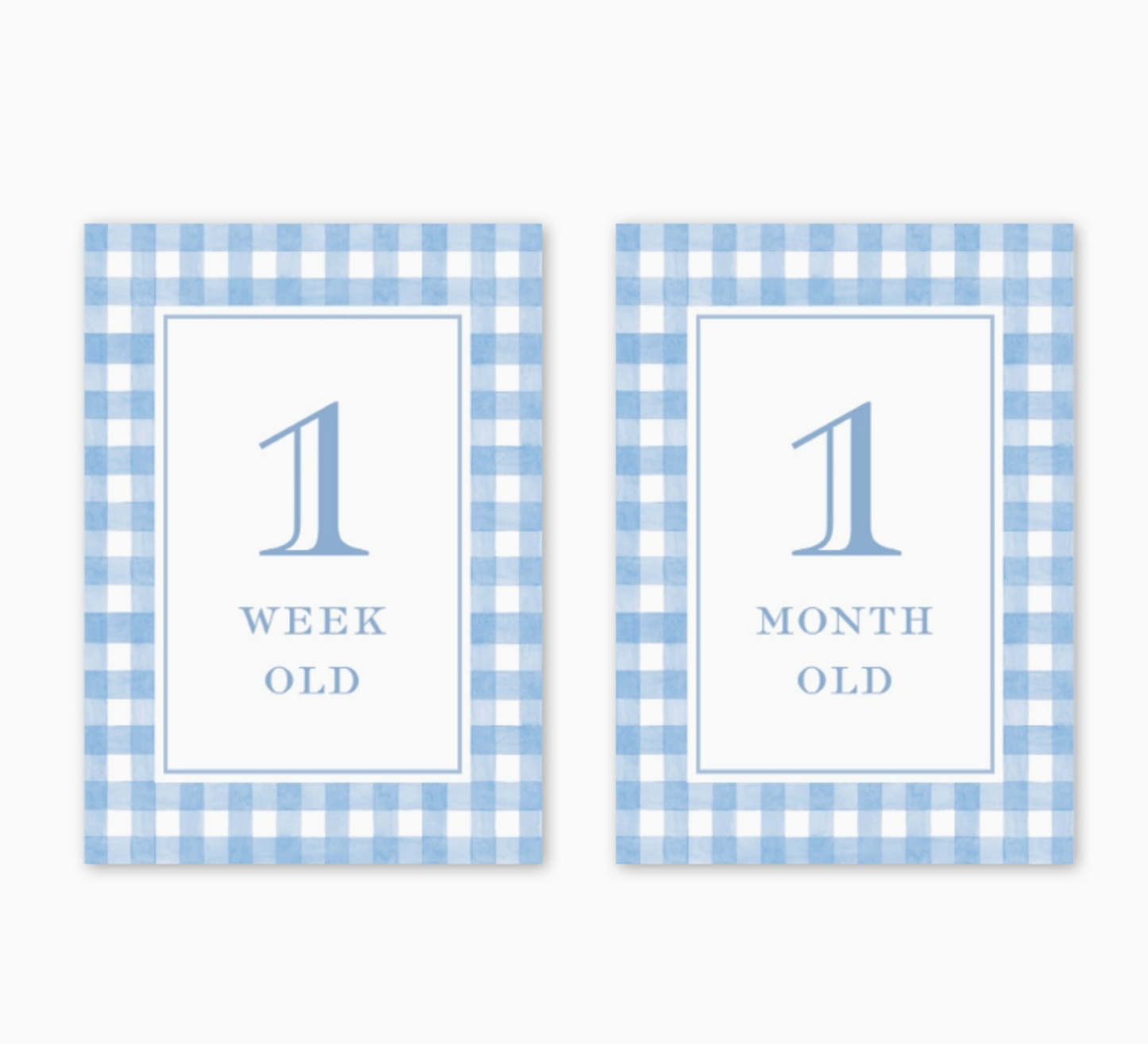 Milestone Card Set, Cavalier Garden Gingham Blue