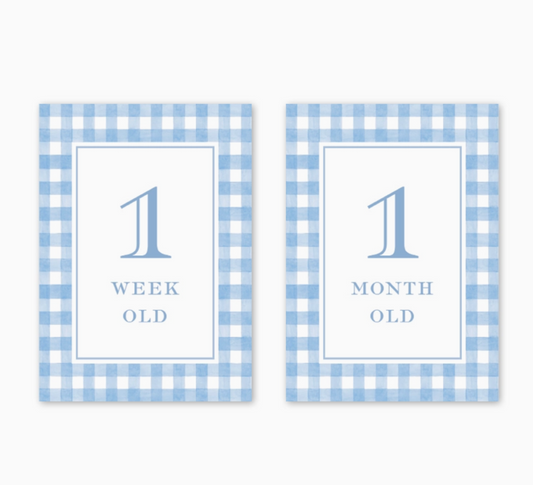 Milestone Card Set, Cavalier Garden Gingham Blue