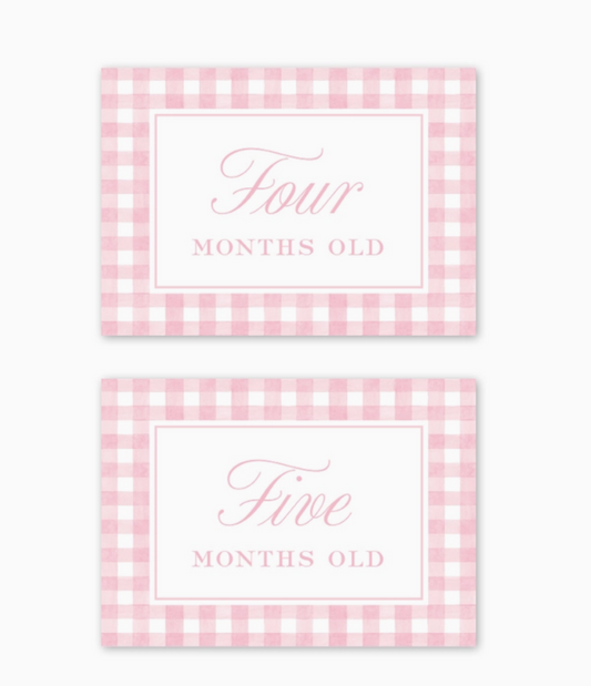 Milestone Card Set, Cavalier Garden Gingham Pink