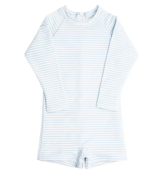 Unisex Powder Blue Stripe Rashguard One Piece